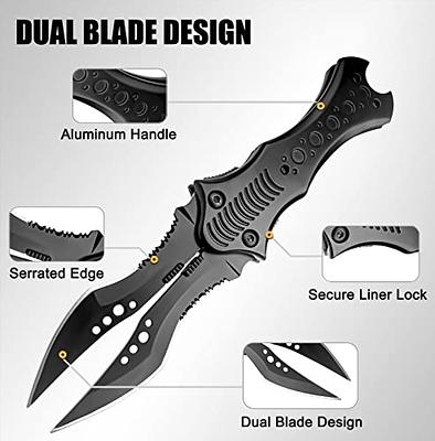  MADSABRE 8.5-in Dual Blade Knife Twin Edge Folding