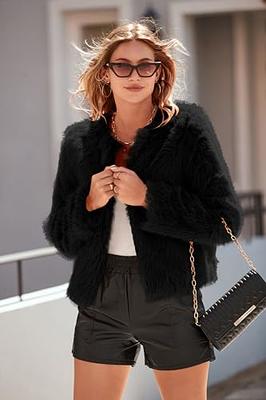 Womens Faux Fur Jacket Fleece Fuzzy Sherpa Jackets Shaggy Warm Winter Coats  Outerwear Casual Fashion Fall Clothes 2023