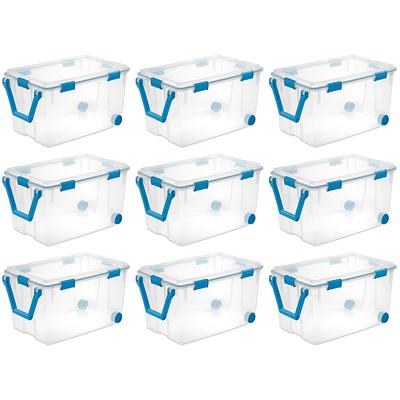 Sterilite 37 Qt Clear Plastic Home Storage Tote Bin with Secure