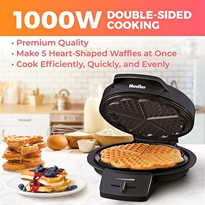Mini Hearts Waffle Maker- Make 9 Heart Shaped Waffles or Pancakes w  Electric Nonstick Waffler Iron- Unique Breakfast for Loved Ones, Kids or  Adults