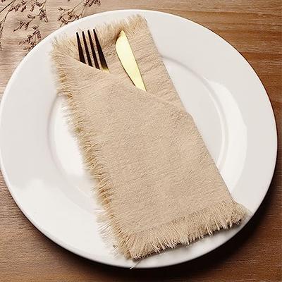  Dololoo Handmade Cloth Napkins with Fringe,18 x 18