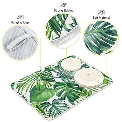 Tropical Palm Leaves Dish Drying Mat for Kitchen Counter Green Monstera  Leaf Absorbent Microfiber Drying Pad, Large 18x24 in, Reversible Drainer  Mats - Yahoo Shopping