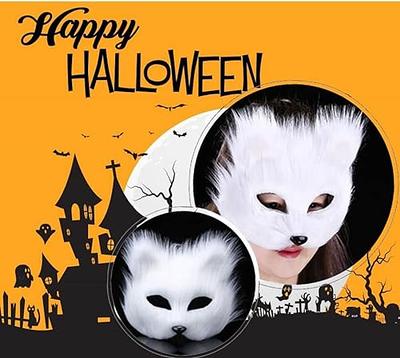 XYBHRC Cat Mask, 3PCS Therian Masks White Cat Masks Blank DIY Halloween  Mask Animal Half Facemasks Masquerade Cosplay Party