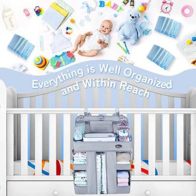 HHZ XL Hanging Diaper Caddy Organizer –Sturdy and Durable Baby Organizer –  Diaper Stacker for Changing Table, Crib, Playard or Wall & Nursery