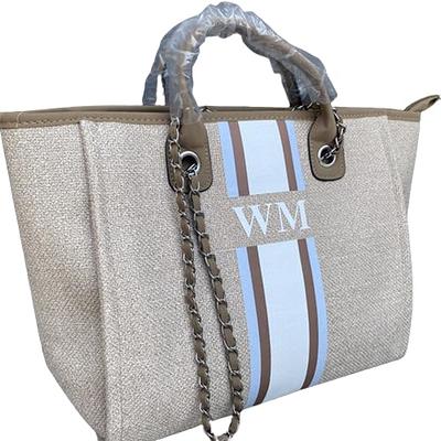 Personalized Canvas Bags With Initials Chain Tote Bags Beach 