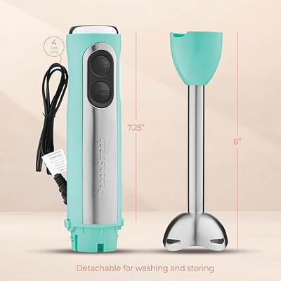 Powerful Immersion Blender, Electric Hand Blender 500 Watt with Turbo Mode, Detachable Base. Handheld Kitchen Blender Stick for Soup, Smoothie