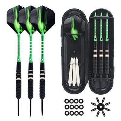 ROOBEEO Steel Tip Darts 3 Pack 23 Grams Professional Darts Metal Tip Set  with Brass Barrel Aluminum Shafts Extra 3 PVC Dart Shafts 8 Flight  Protectors 12 Rubber O-Rings Dart Storage Case (Green) - Yahoo Shopping