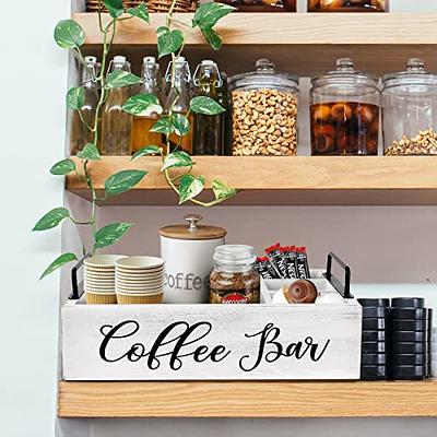 Coffee Station Organizer for Counter, Wood Coffee Pods Holder Storage  Basket, Coffee and Tea Condiment Storage Organizer, Rustic Coffee Bar Decor  for