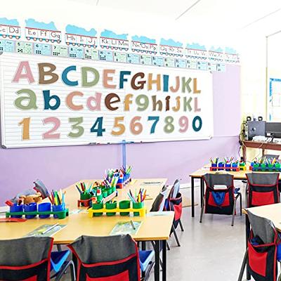  216 Pcs Boho Bulletin Board Letters Poster Board Letter  Classroom Chalkboard Decor 4 Inch Welcome Letters Combo Alphabet Numbers  Punctuation Symbol Cutouts with Adhesives Letters for Bulletin Board :  Office Products