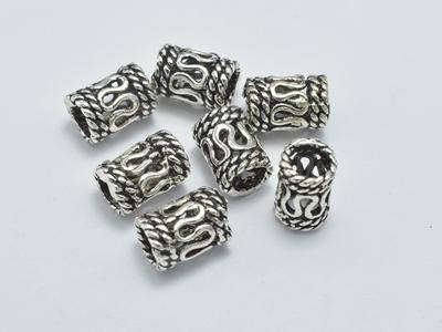 10Pcs 925 Sterling Silver Beads-Antique Silver, 4x5.5mm Tube Beads, Big  Hole Filigree Spacer 2.5mm