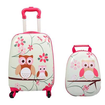 Nyeekoy Kids Carry on Suitcase Luggage Set with Spinner Wheels Owl (2-Piece)