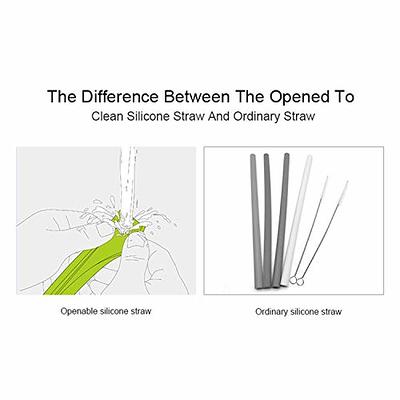 Reusable Silicone Drinking Straws Openable & Washable Silicone Straws Easy  to Clean,Straight Smoothie Straws Reusable BPA Free Food Grade Eco-Friendly