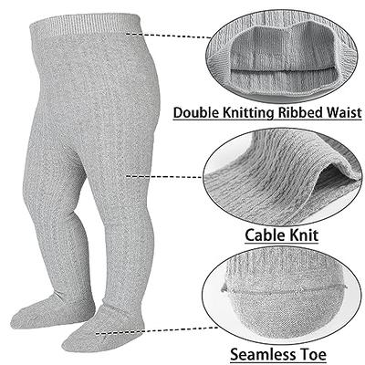 2-pack cable-knit tights - Light grey/Natural white - Kids