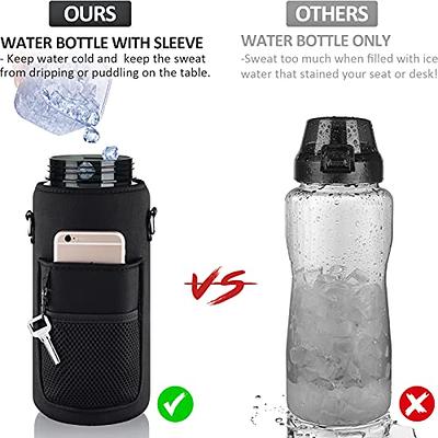 LAOION Half Gallon Water Bottle with Storage Sleeve.64 OZ Reusable Large Gym  water Jug with