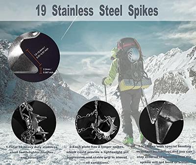 Footwear Traction Cleats 18 Teeth Ice Snow Grips Crampons for Fishing  Hiking Climbing