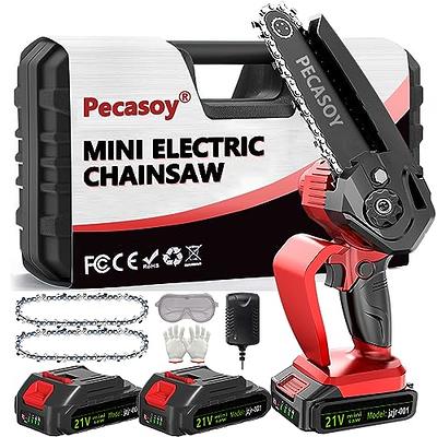 Mini Chainsaw Cordless with 2 Batteries 2 Chains, 2023 Upgrade 6 inch Best Mini Chain Saw Cordless with Security Lock, Handheld Small Chainsaw for