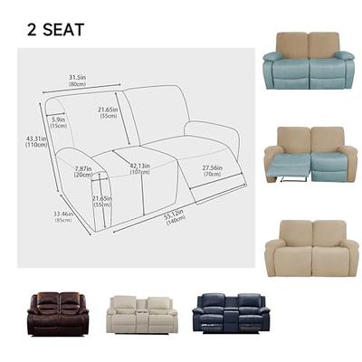 PU Leather Recliner Sofa Cover 8-Pieces Waterproof Stretch Reclining Couch  Slipcover Furniture Protector with Pockets, 3 Seater/Brown 