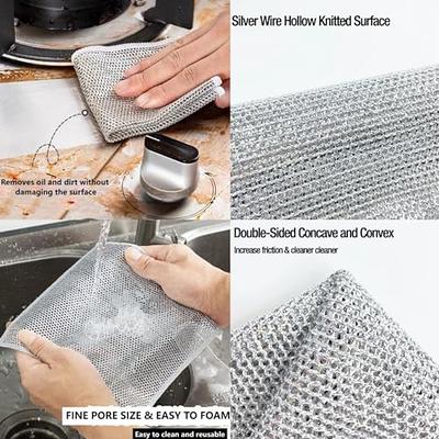 Double Stainless Steel Scrubber, Multipurpose Wire Dishwashing Rags for Wet  and Dry, 2024 New Multifunctional Non-Scratch Wire Dishcloth, Japanese