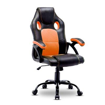 Ergonomic Gaming Chair with 4D Armrests, Headrest, & Lumbar Support Inbox Zero Upholstery Color: Black