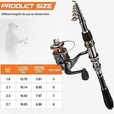 PLUSINNO Telescopic Fishing Rod and Reel Combos Full Kit, Carbon Fiber Fishing  Pole, 12 +1 Shielded Bearings Stainless Steel BB Spinning Reel - Yahoo  Shopping