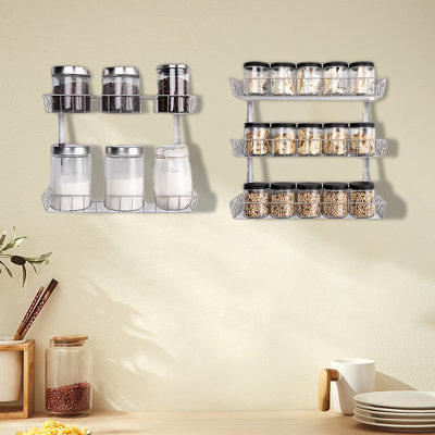  2 Packs Pull Out Spice Rack Organizer for Cabinet, Durable  Slide Out Spice Racks Organizer, Easy to Install Spice Cabinet Organizers,  4.33''Wx10.4''Dx8.5''H, Each Tier Hold 10 Spice Jars - 2 Tier 
