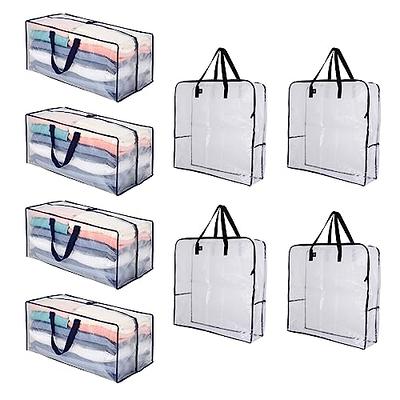 Veno 4 Pack XL Heavy Duty Foldable Moving Storage Zipper Bag w/ Reinforced Structure Alternative to Moving Box (Clear)