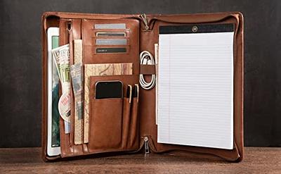 Handmade Leather Portfolio Binder with 3 Ring - Genuine Leather Padfolio  and Business Organizer - Engraved Gift for Men and Women - Ideal for