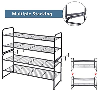 SLEEPING LAMB 2 Tier Metal Long Shoe Rack for Closet, Stackable Wide Shoe  Storage Organizer 18-Pairs Low Shoe Shelf for Entryway, Bedroom, Wire Grid,  Bronze - Yahoo Shopping