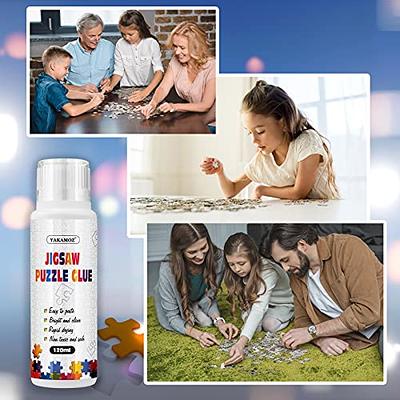 Newest Jigsaw Puzzle Glue Clear with Sponge Head Applicator, Puzzle Saver  Frame for 1000/1500/3000 Pieces Puzzle of Paper & Wood, Water-Soluble