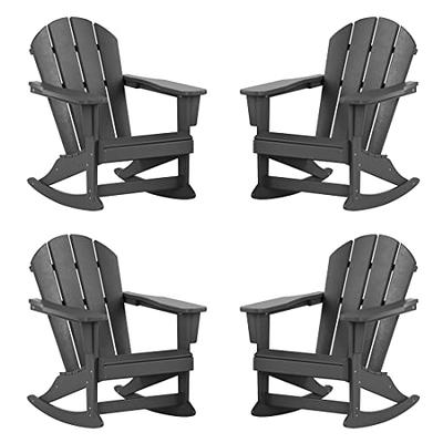 WestinTrends Malibu Outdoor Rocking Chair, All Weather Poly Lumber  Adirondack Rocker Chair with High Back, 350 Lbs Support Patio Rocking Chair  for Porch Deck Garden Lawn, Weathered Wood 