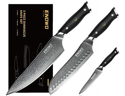 BRODARK Damascus Knife Set 3 PCS With Premium VG10 Damascus Steel