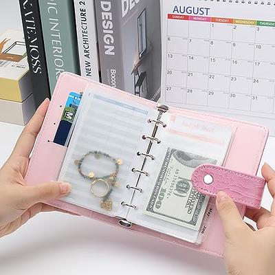  A7 Binder Cover Clear PVC Gold 6 Ring Budget Binder Snap  Button Closure Loose Leaf Folders Refillable Soft Notebook Shell Protector ( A7, Gold) : Office Products