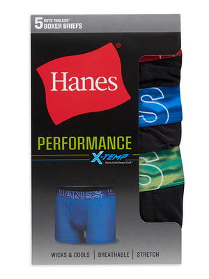 Hanes Boys X-Temp Cotton-Stretch Boxer Briefs, 5-Pack, Med 10-12