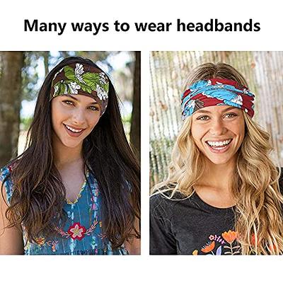 Boho Bandeau Headbands Wide Knot Hair Scarf Floral Printed Hair Band  Elastic Turban Thick Head Wrap Stretch Fabric Cotton Head Bands Thick  Fashion