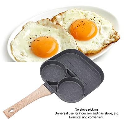 Egg Frying Pan, Nonstick Fried Egg Pan 3 Section Square Grill Pan Egg and  Bacon Pan Divided Frying Pan with Wood Handle for Gas Stove Induction -  Yahoo Shopping