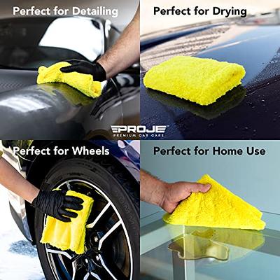 PROJE' Blue Microfiber Towel for Cars - Ultra Absorbent - Car Drying, Polishing, Buffing Cloth & Interior Detailing Towel - 500 GSM 16x16in - Auto