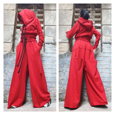 Maxi İdol Ultra High Waist Crepe Fabric Lycra Palazzo Trousers Red