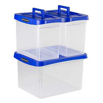 Bankers Box Heavy Duty Plastic File Storage Box with Hanging Rails,  Letter/Legal, 1 Pack (0086205)