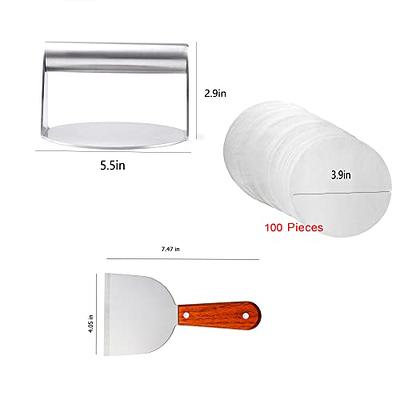 Smashed Burger Press Kit Stainless Steel with 100 pcs Blotting Paper Burger  Smasher set Non-Stick Smooth Round Bacon Grill Press Flat Bottom Cooking  Tools 5.5inch Commercial Grade For Hamburger Steak - Yahoo