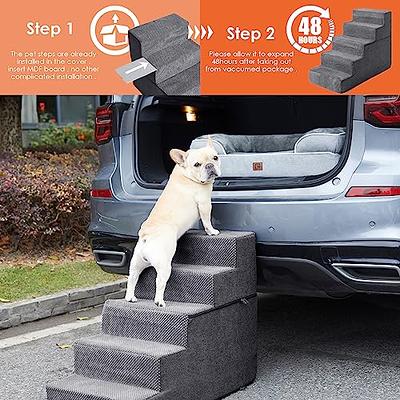  EHEYCIGA Dog Stairs for Small Dogs, 4-Step Dog Stairs for High  Beds and Couch, Folding Pet Steps for Small Dogs and Cats, and High Bed  Climbing, Non-Slip Balanced Dog Indoor