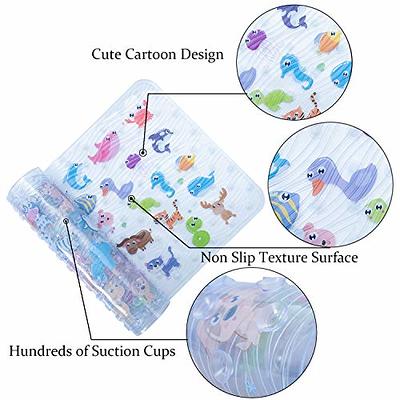 BEEHOMEE Bath Mats for Tub Kids - Large Cartoon Non-Slip Bathroom Bathtub Kid Mat for Baby Toddler Anti-Slip Shower Mats for Floor 35x16,Machine