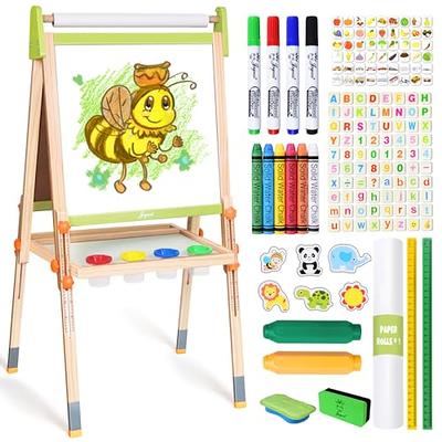 Kids Easel with Paper Roll Double-Sided Whiteboard & Chalkboard Adjustable Kids  Art Easel Standing Easel with Accessories for Kids and Toddlers - Yahoo  Shopping