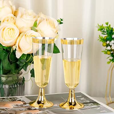 Plastic Champagne Flutes 5 oz - Disposable Clear Glass Like Flutes