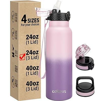 GOPPUS 24 oz Insulated Water Bottle With Straw Stainless Steel