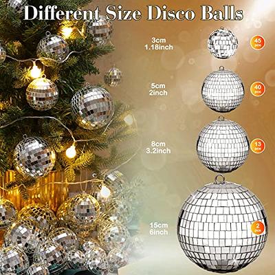 200 Pcs Disco Balls Ornament Mini Disco Balls Small Mirror Silver Hanging  Decorations Reflective Disco Ball for 70s Disco Themed Party Christmas Tree  Birthday Wedding (8, 6, 4, 3, 2, 1 Inch) - Yahoo Shopping