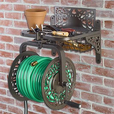 Liberty Garden 714 Decorative Cast Aluminum Navigator Rotating Garden Hose Reel Holds 125-Feet of 5/8-Inch Hose - Bronze