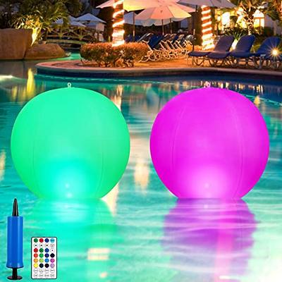 Full Moon Floating Pool Lights - 2 Pcs 14 Inch Glow Balls for Pool