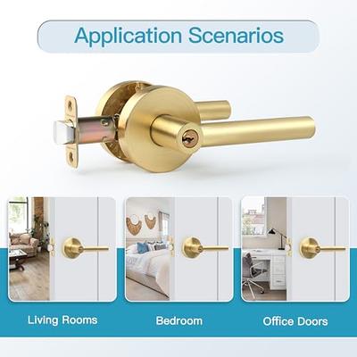 Gaurqiah Entry Door Lock with Keys,Heavy Duty Door Lever, Round Door Handle  for Exterior/Interior Doors, Reversible Door Lever for Bedroom or  Office-Satin Brass Finish - Yahoo Shopping