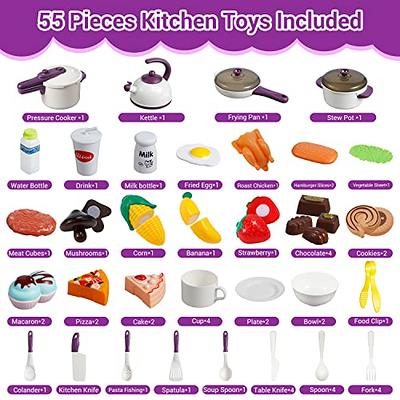 Theefun Play Kitchen Accessories Set: Play Kitchen Toys with Kids Pressure  Pot, Pan, Cooking Utensils and Cutting Play Food, Pretend Cooking Playset 