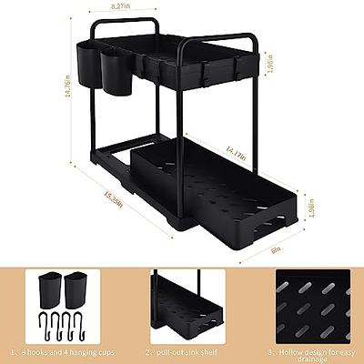 Puricon 2 Pack Under Sink Organizers and Storage Pull Out Sliding Drawer, 2  Tier Multi-Purpose Kitchen Under The Sink Organizer Under Bathroom Sink